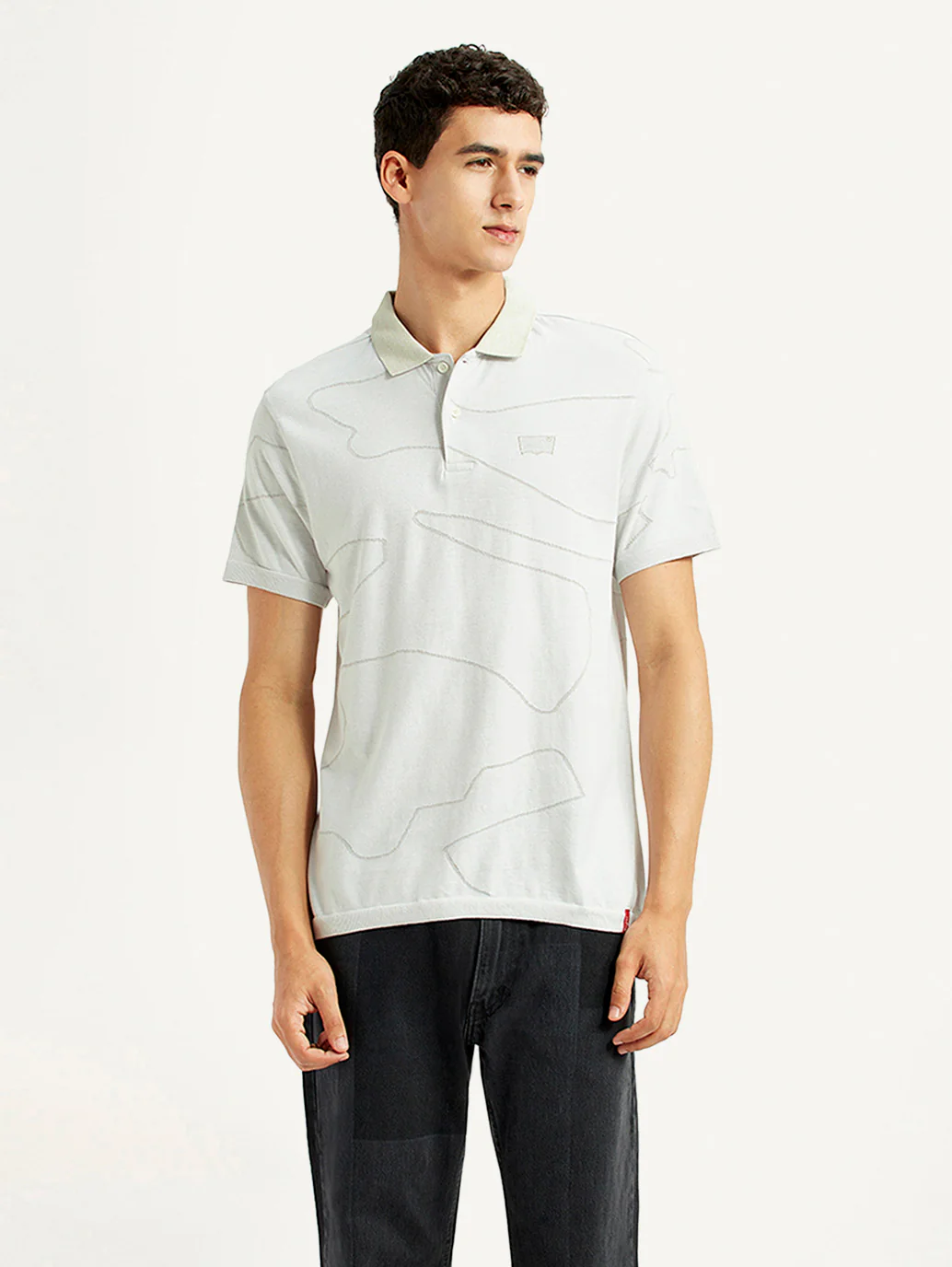 Men's Solid White Slim Fit Polo T-shirt - Image 5