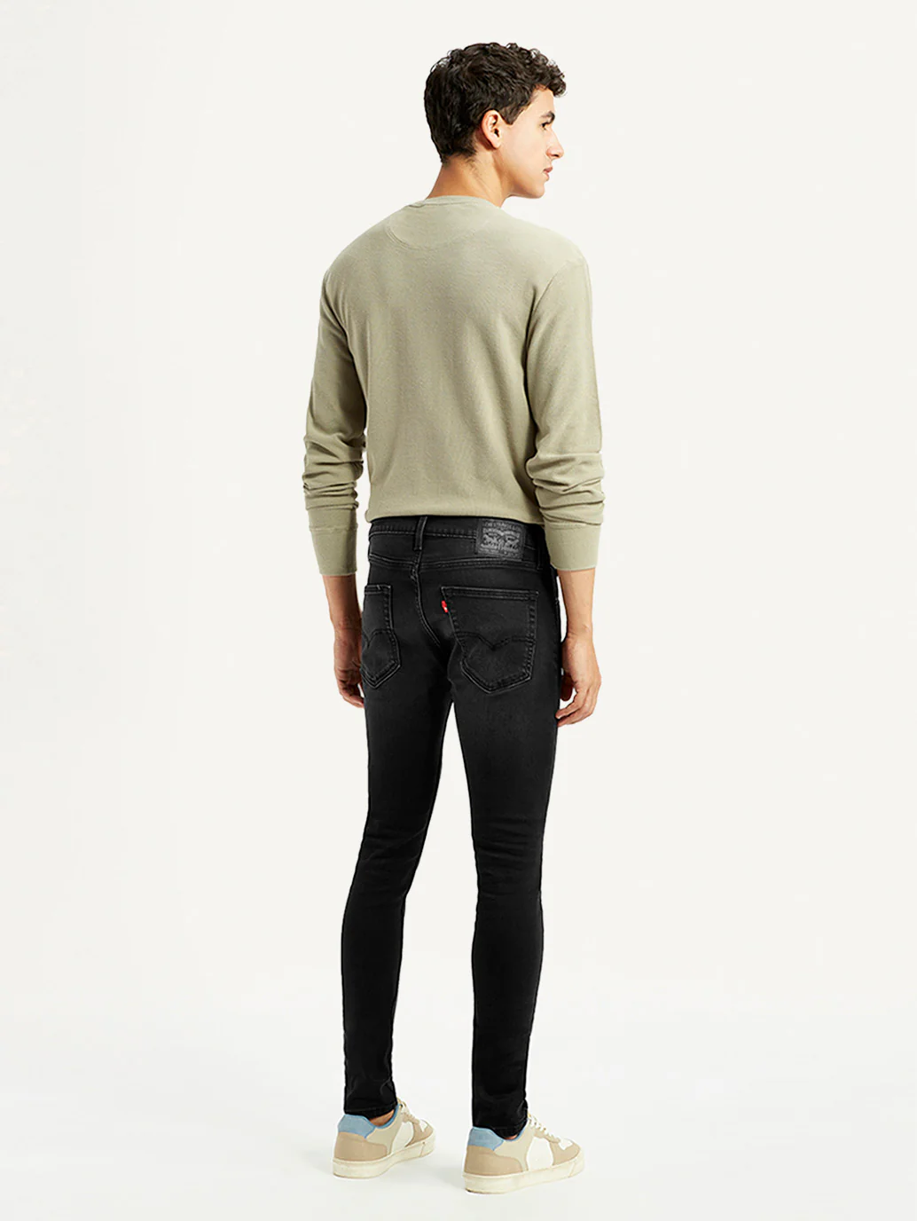 Men's Black Skinny Tapered Fit Mid Rise Kooltex Jeans - Image 3