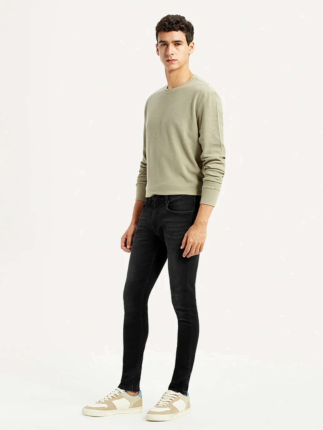 Men's Black Skinny Tapered Fit Mid Rise Kooltex Jeans - Image 4