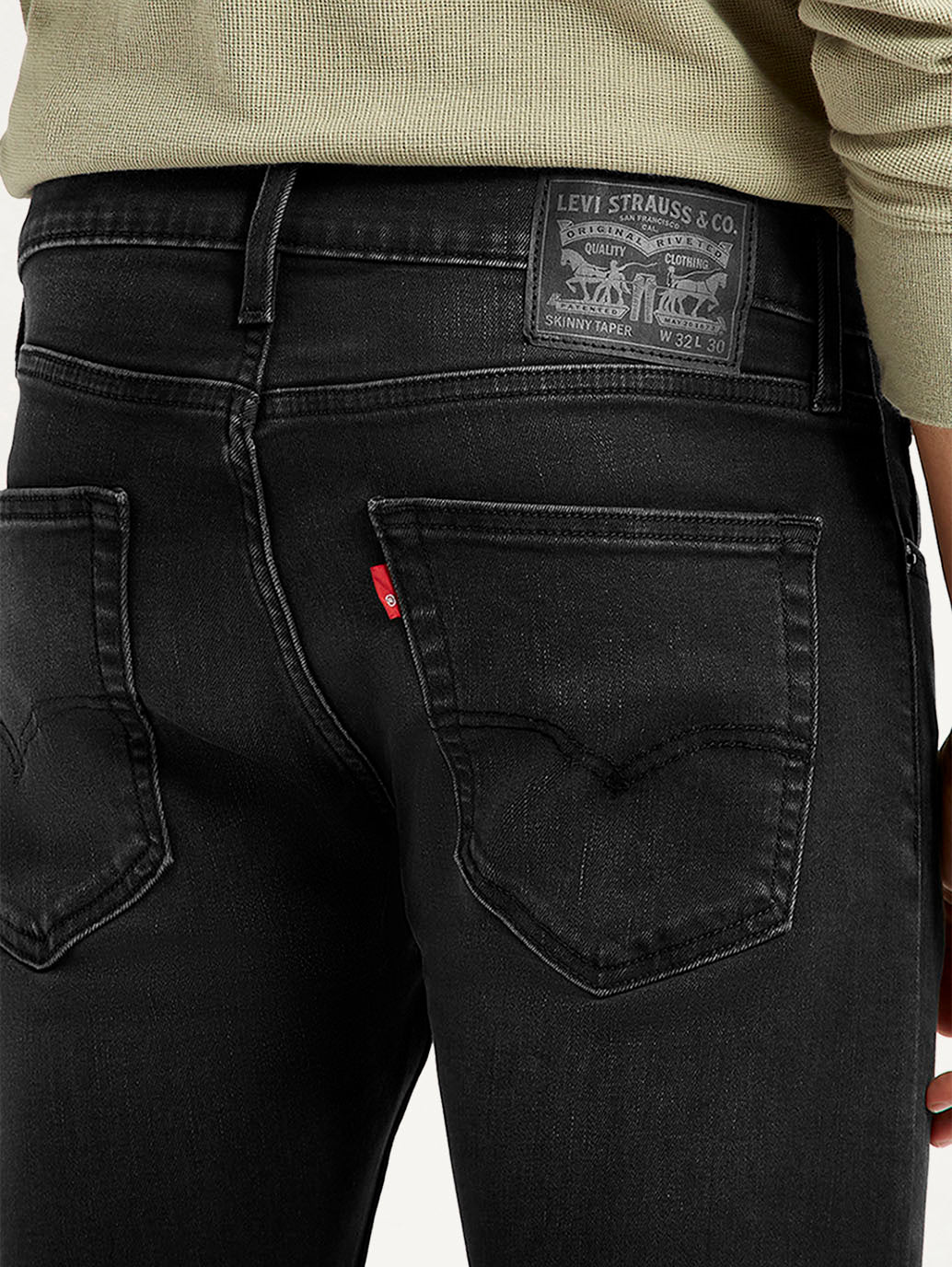 Men's Black Skinny Tapered Fit Mid Rise Kooltex Jeans - Image 5