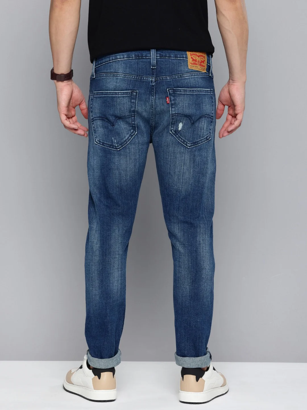 Men's Blue Skinny Fit Mid Rise Jeans - Image 2