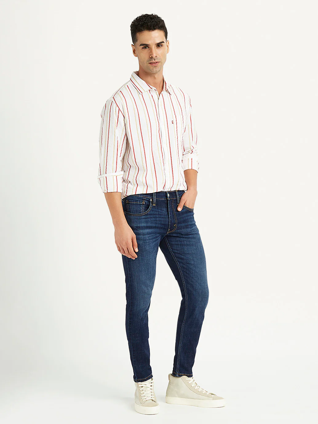Men's Navy Blue Skinny Fit Mid Rise Jeans