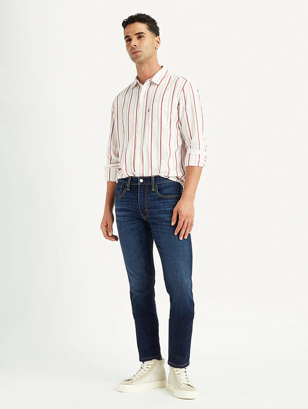 Men's Navy Blue Skinny Fit Mid Rise Jeans - Image 3