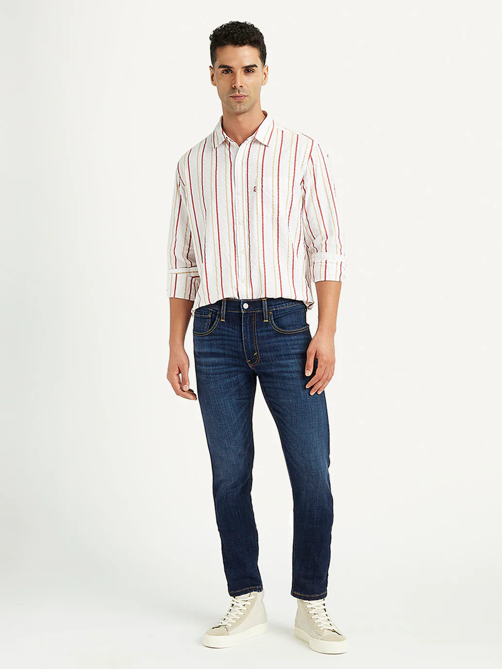 Men's Navy Blue Skinny Fit Mid Rise Jeans - Image 4