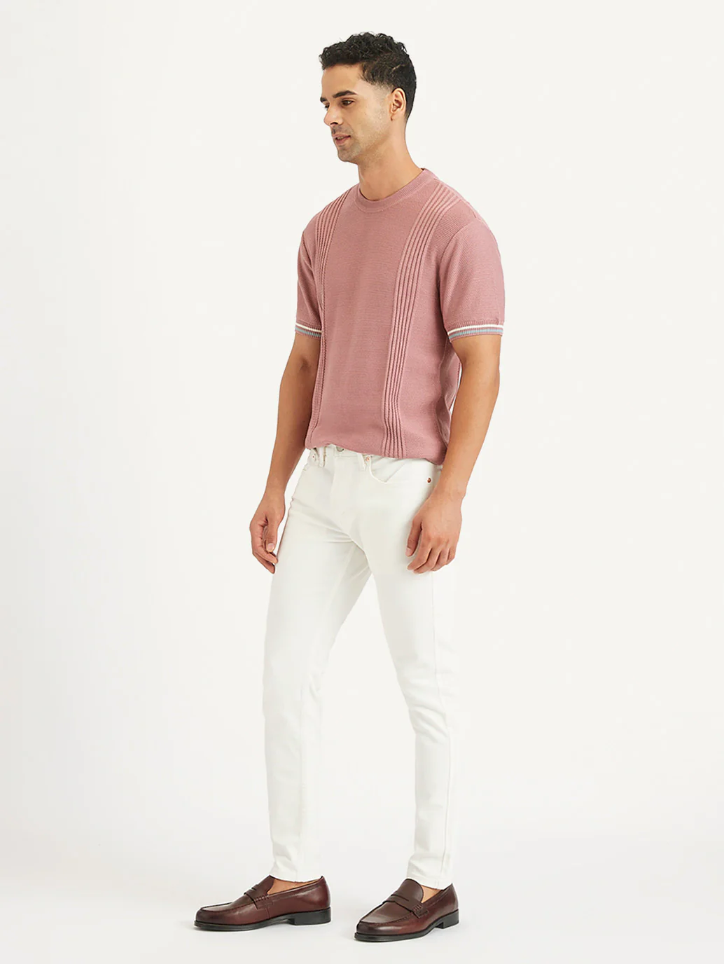 Men's White Skinny Fit Mid Rise Jeans