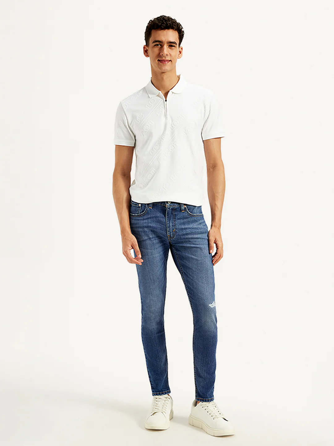 Men's Blue Skinny Tapered Fit Mid Rise Jeans - Image 2