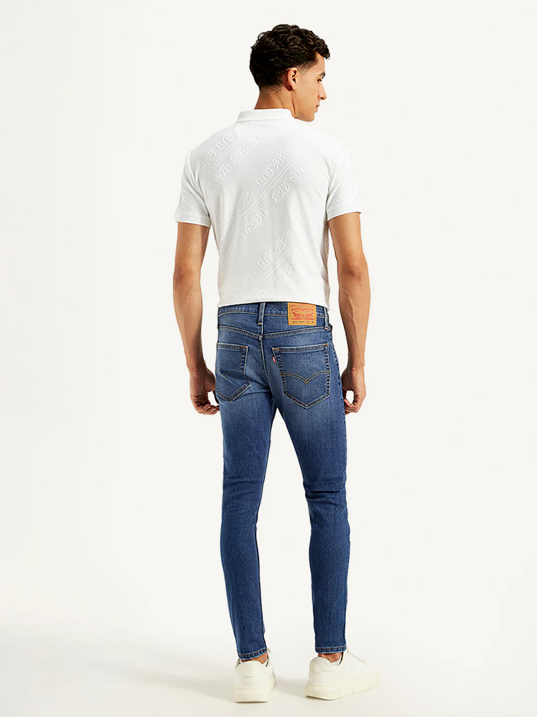 Men's Blue Skinny Tapered Fit Mid Rise Jeans - Image 3