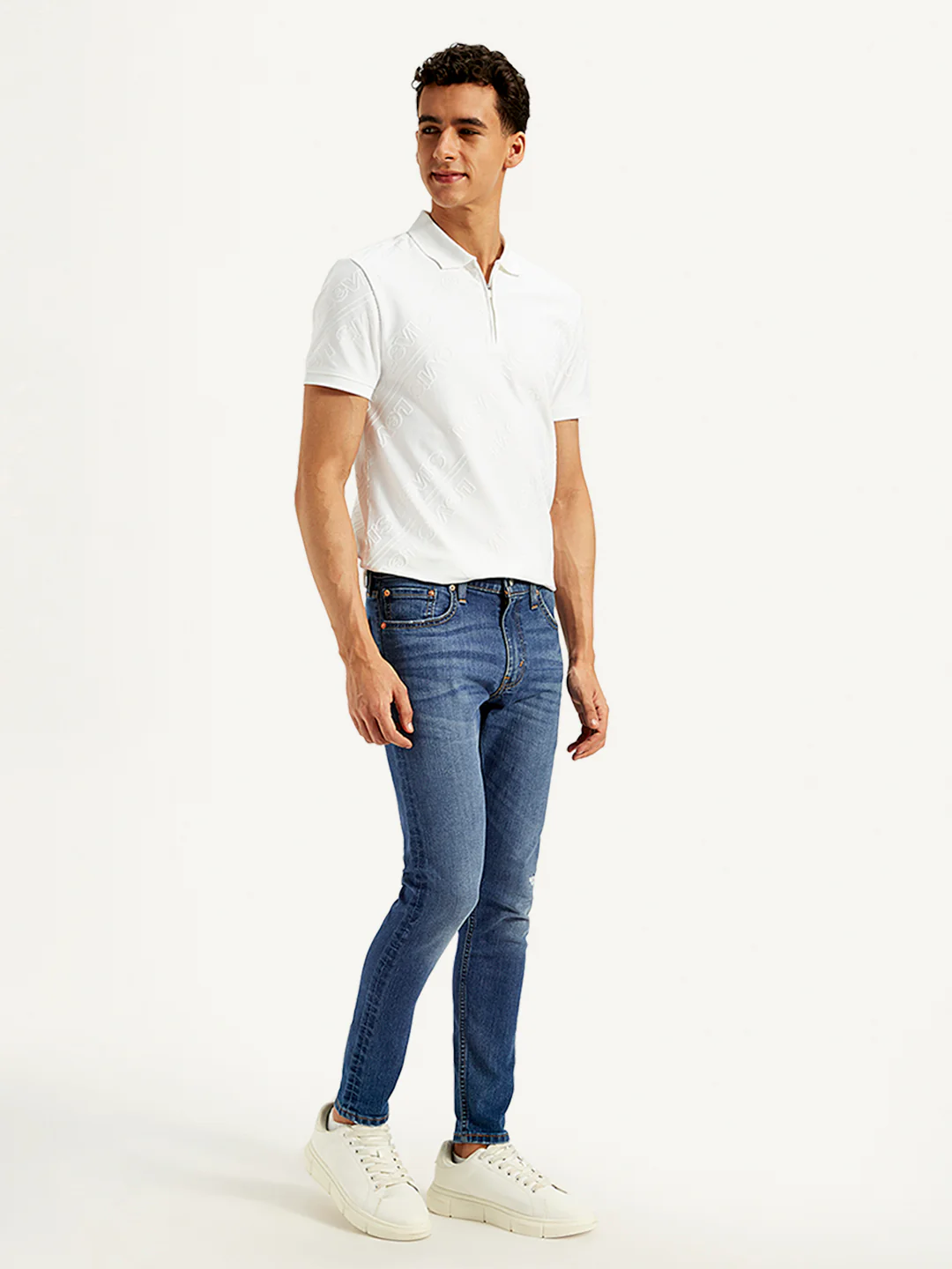 Men's Blue Skinny Tapered Fit Mid Rise Jeans - Image 4
