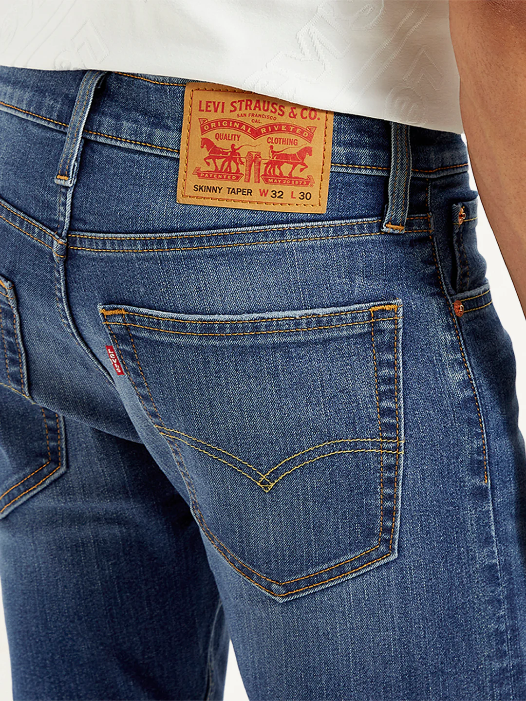 Men's Blue Skinny Tapered Fit Mid Rise Jeans - Image 5
