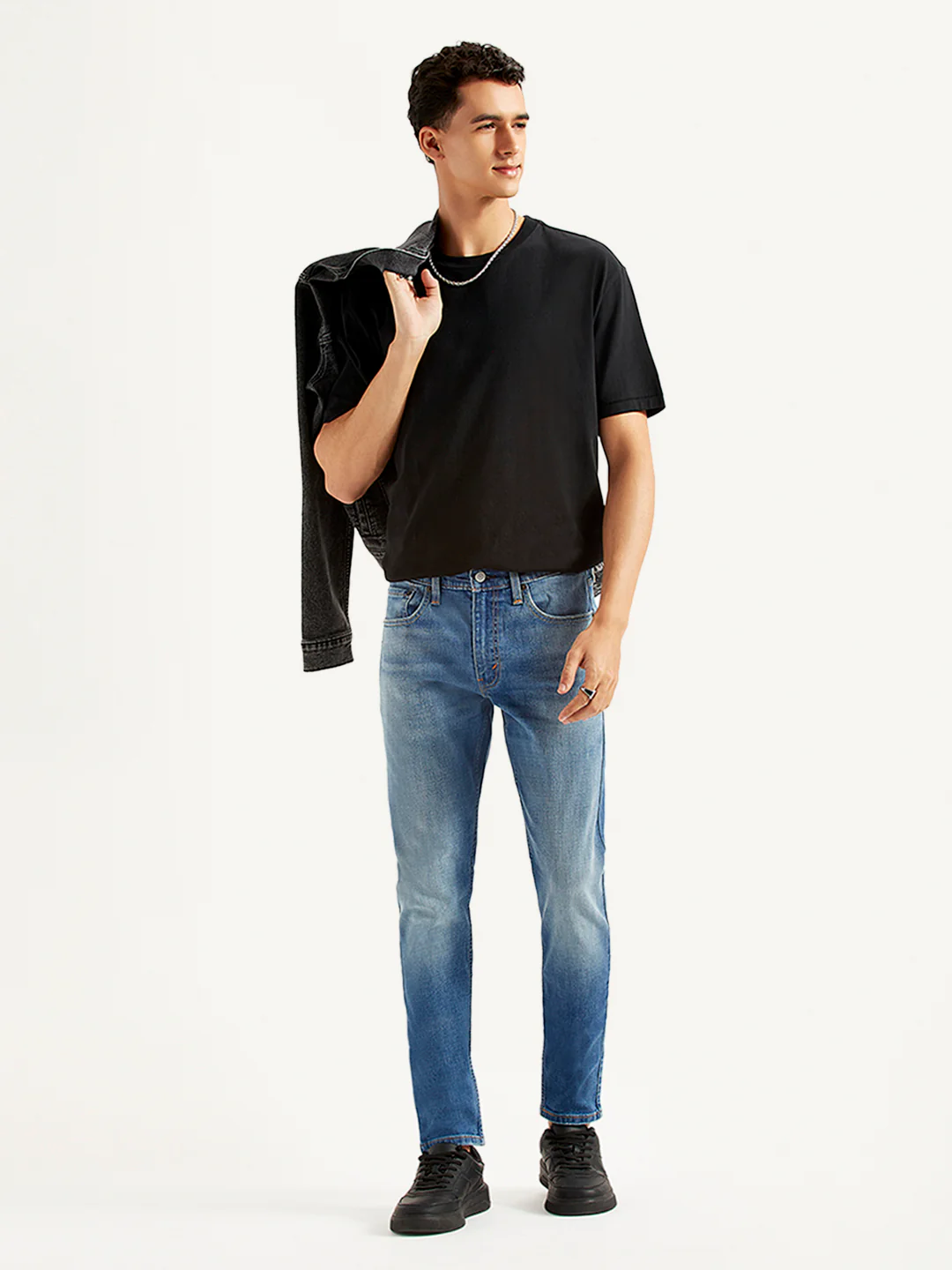 Men's Blue Skinny Tapered Fit Mid Rise Jeans