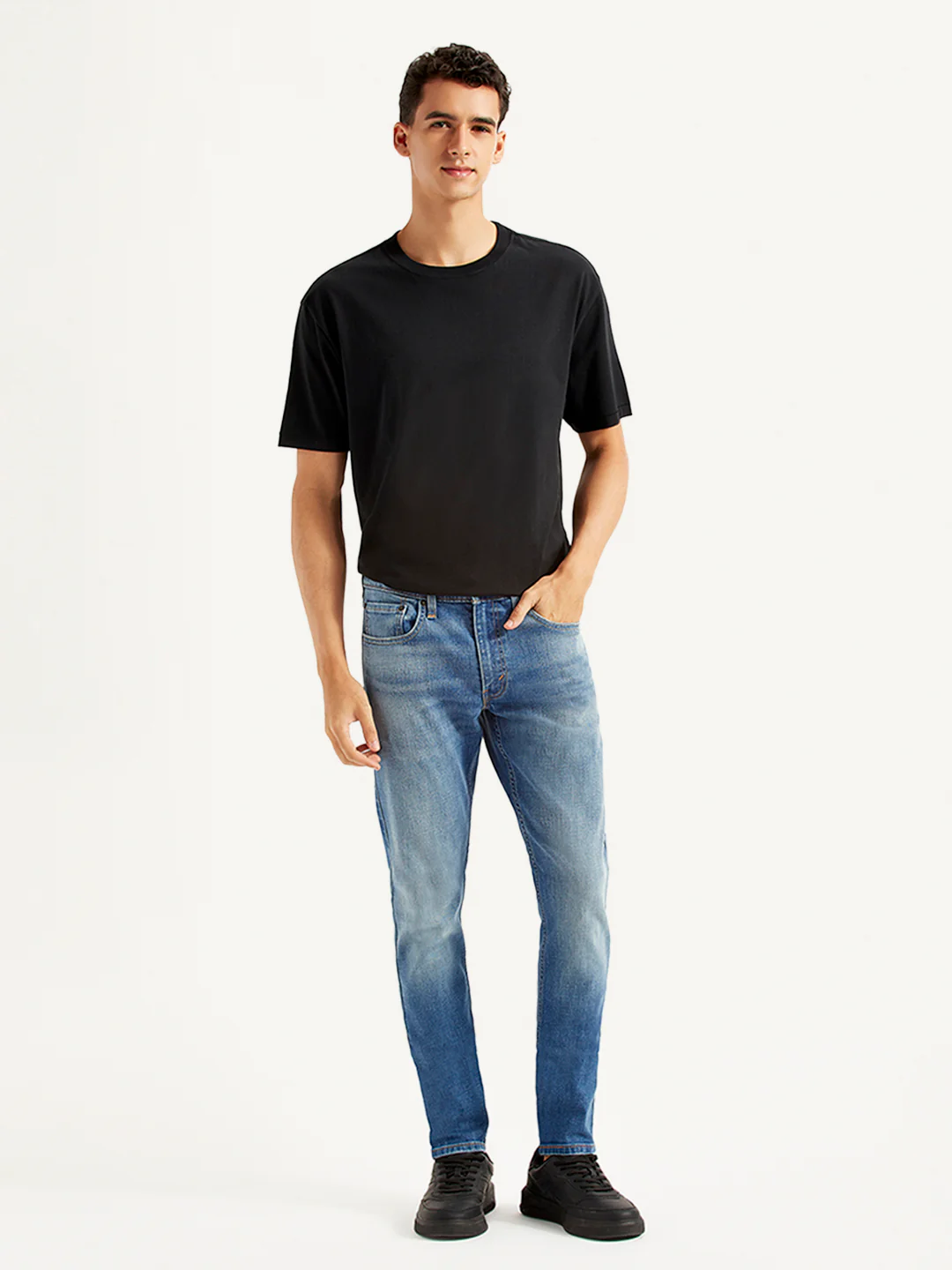 Men's Blue Skinny Tapered Fit Mid Rise Jeans - Image 2