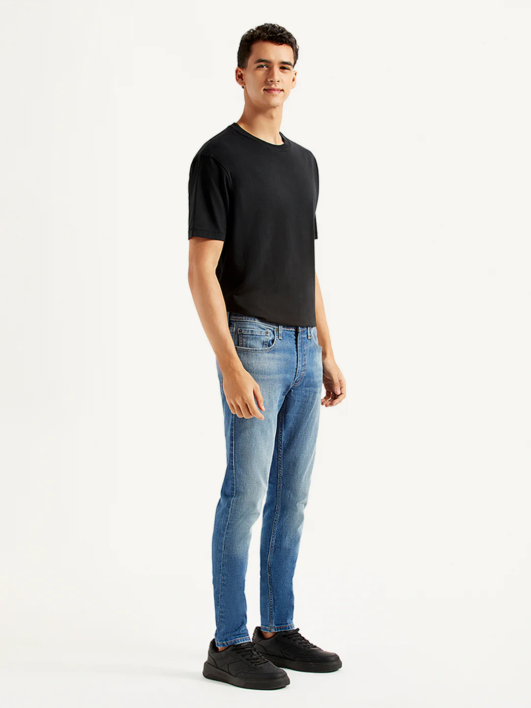Men's Blue Skinny Tapered Fit Mid Rise Jeans - Image 4