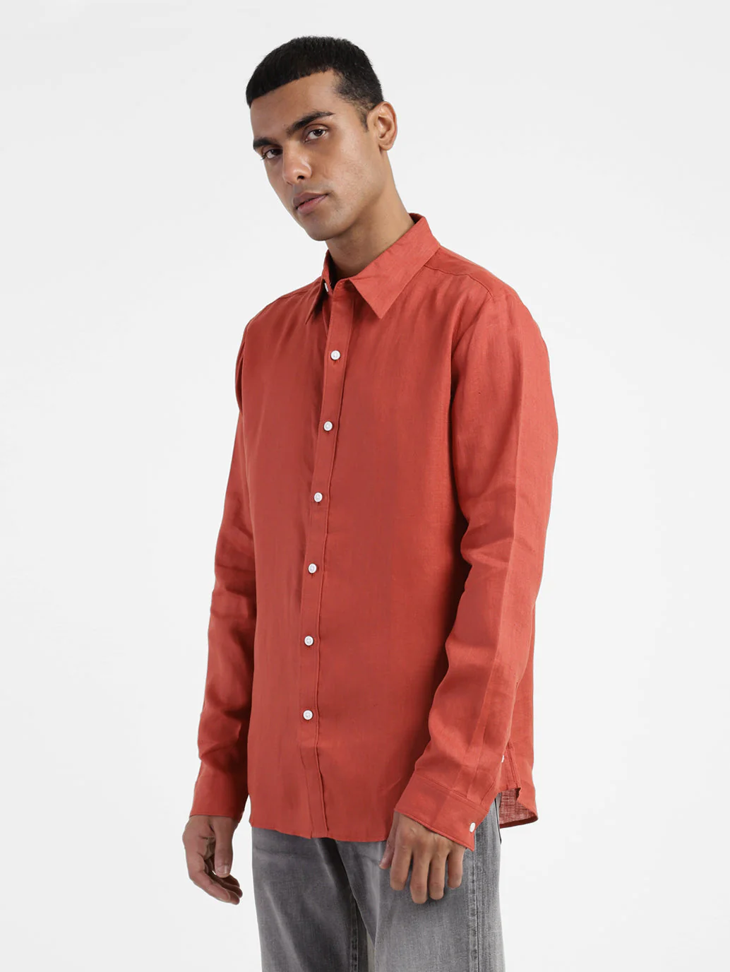 Men's Solid Spread Collar Shirt - Image 4