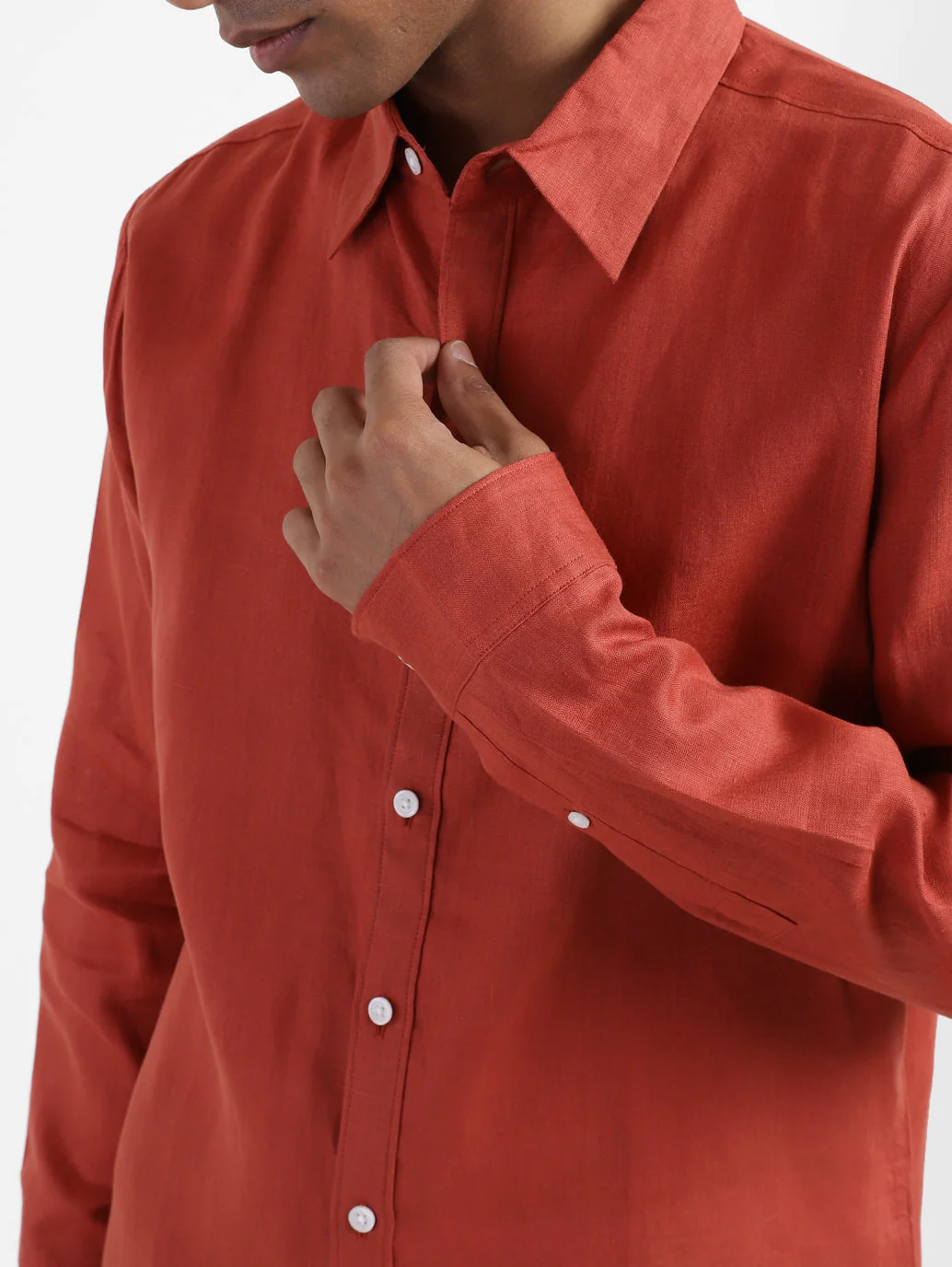 Men's Solid Spread Collar Shirt - Image 5