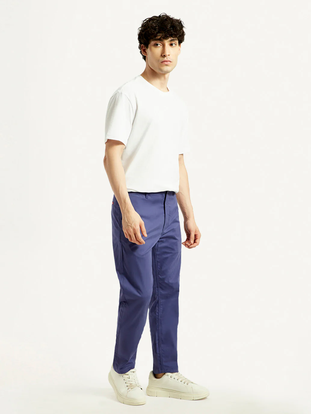 Men's Blue Tapered Fit Mid Rise Chinos - Image 6