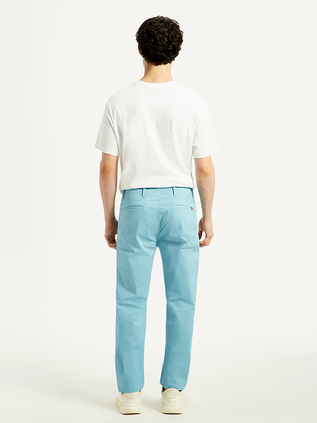 Men's Turquoise Tapered Fit Mid Rise Chinos - Image 3