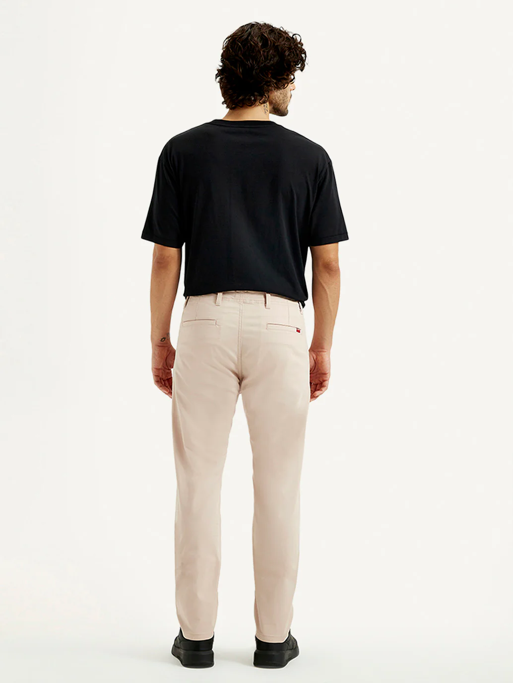 Men's Peach Tapered Fit Mid Rise Chinos - Image 3