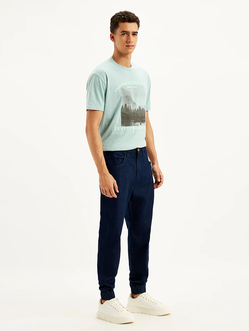 Men's Slim Fit Navy Joggers - Image 5