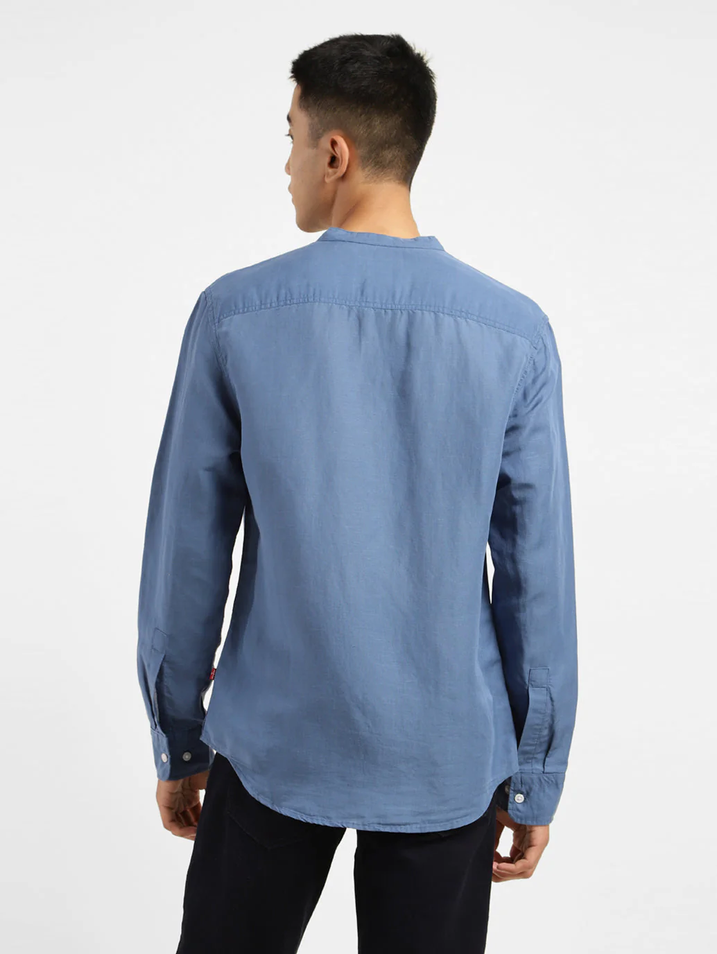 Men's Solid Band Neck Linen Shirt - Image 3