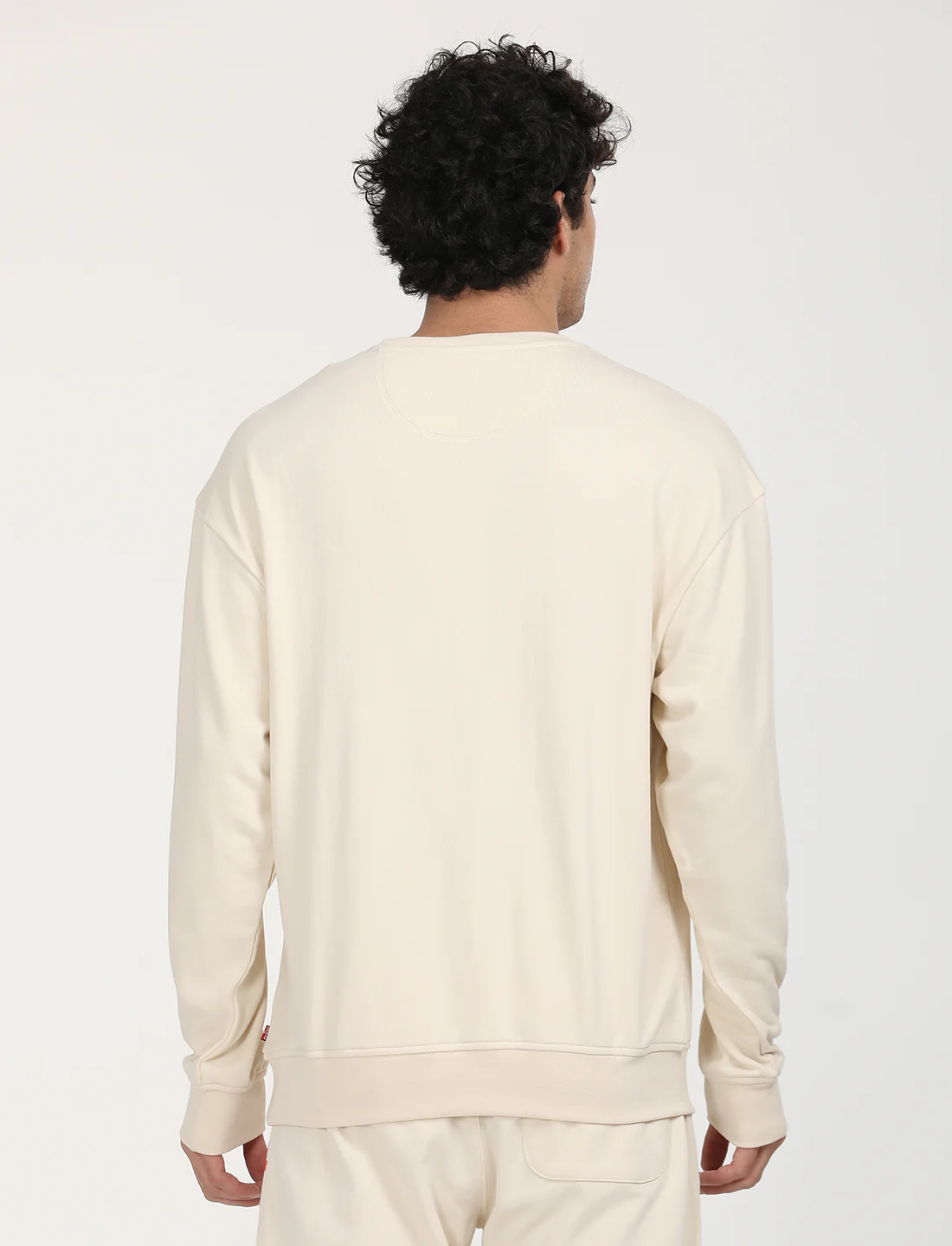 Men's Solid Beige Crew Neck Sweatshirt - Image 3