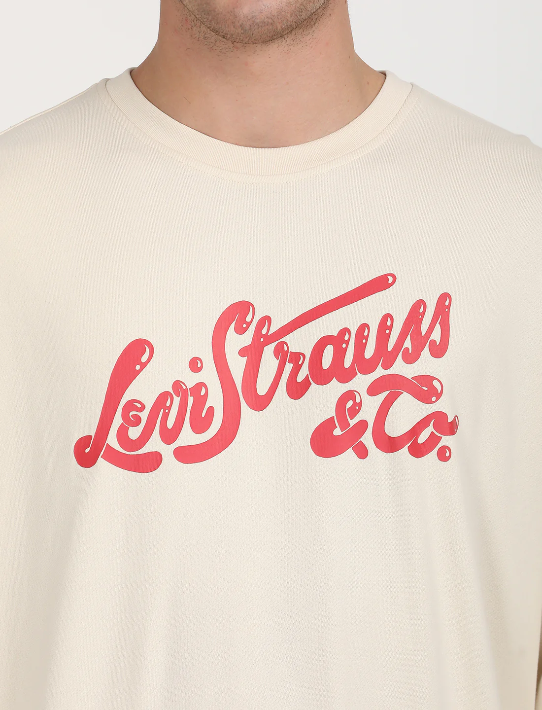 Men's Solid Beige Crew Neck Sweatshirt - Image 4