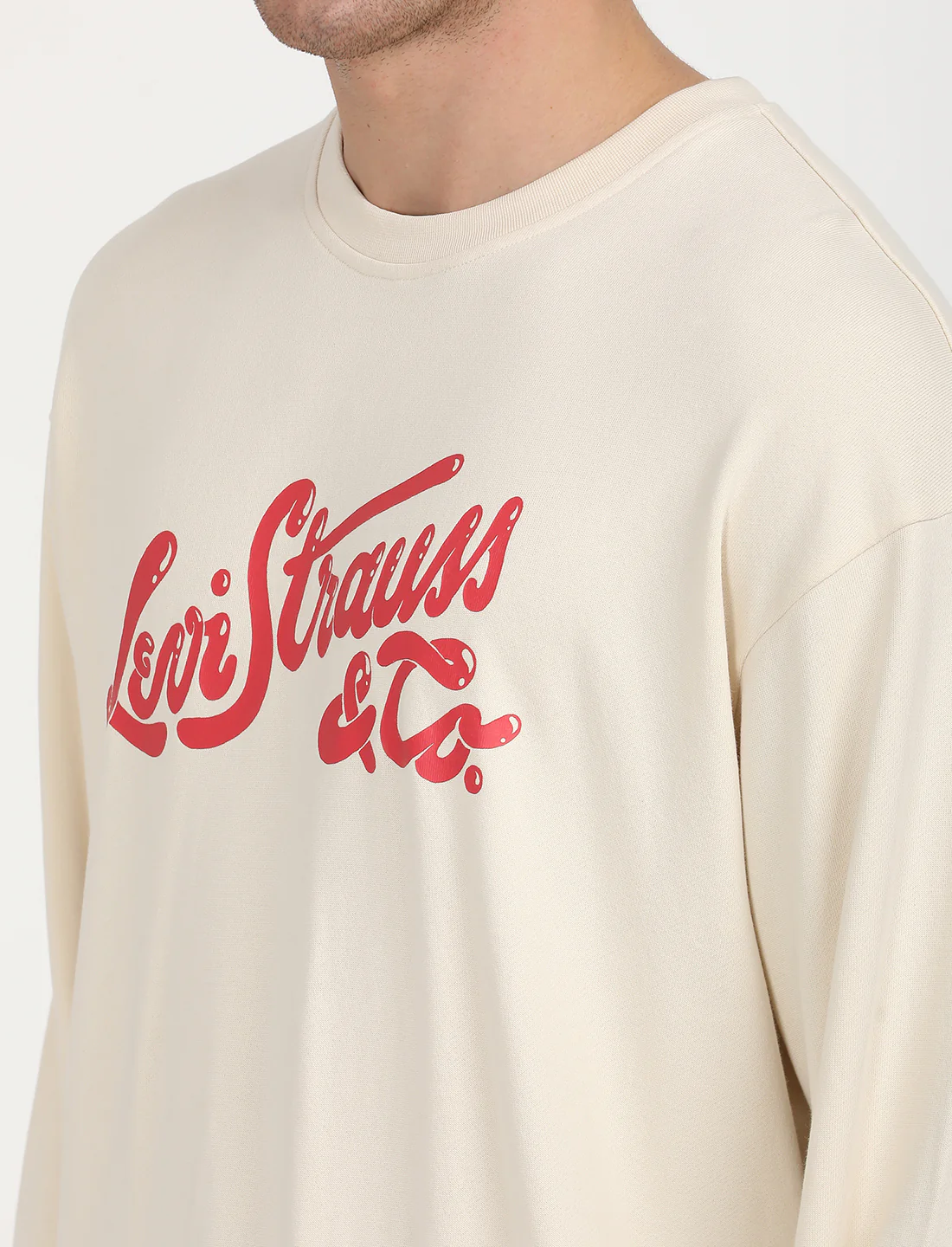 Men's Solid Beige Crew Neck Sweatshirt - Image 5