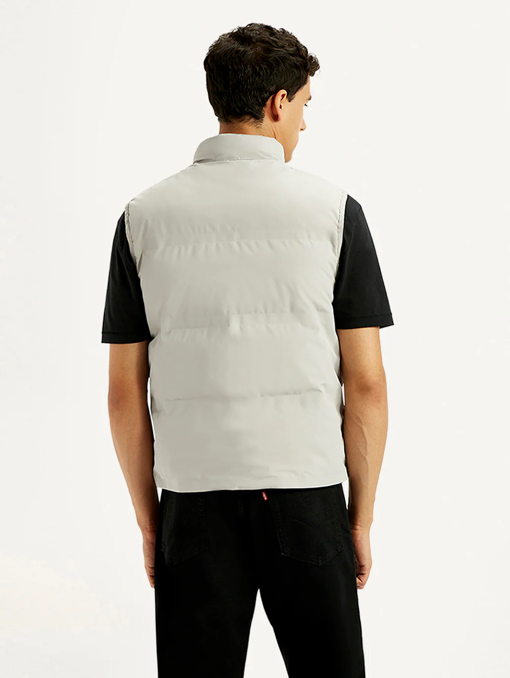 Men's Solid Grey Puffer Jacket - Image 2