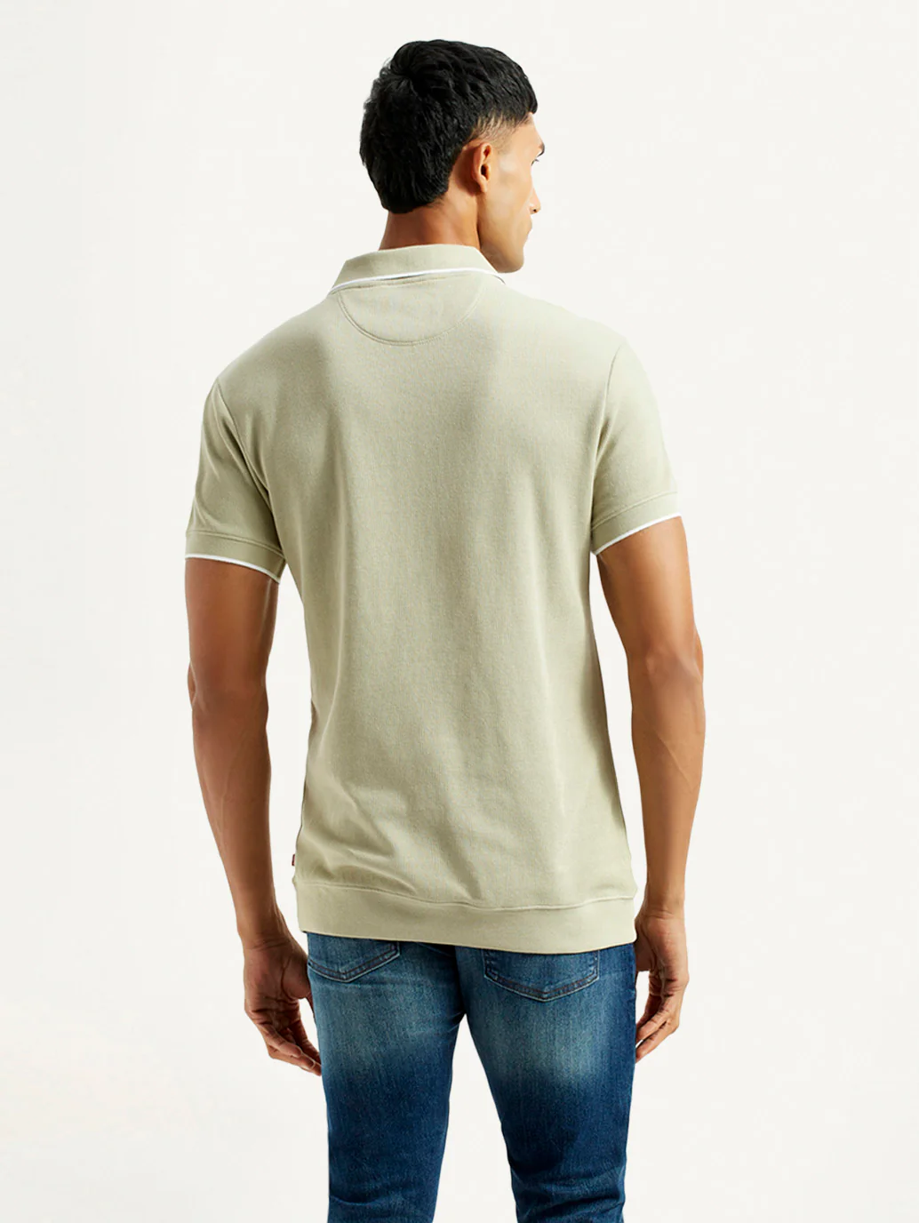 Men's Solid Beige Slim Fit Polo T-Shirt - Image 3