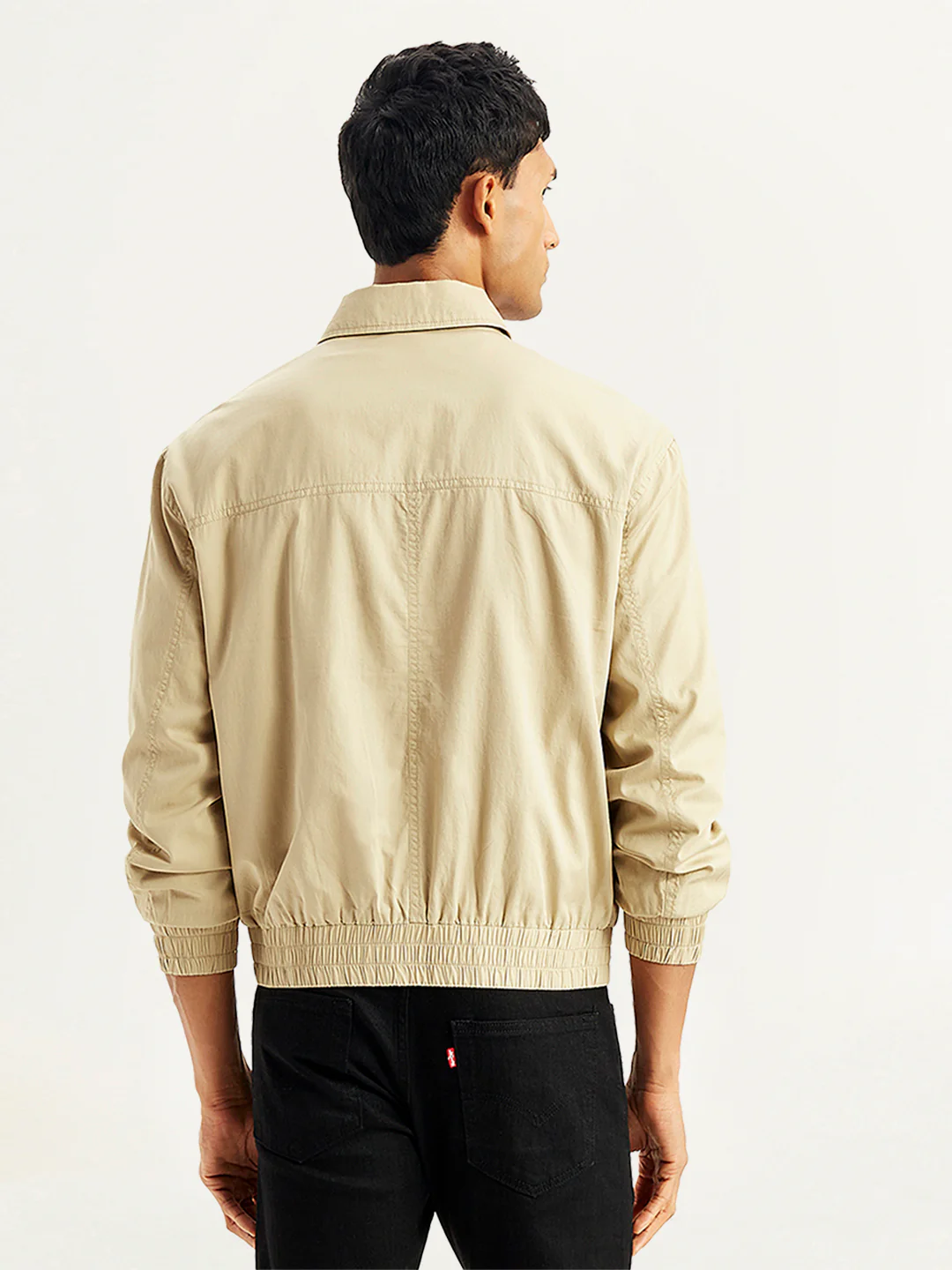 Men's Solid Beige Spread Collar Tailored Jacket - Image 3
