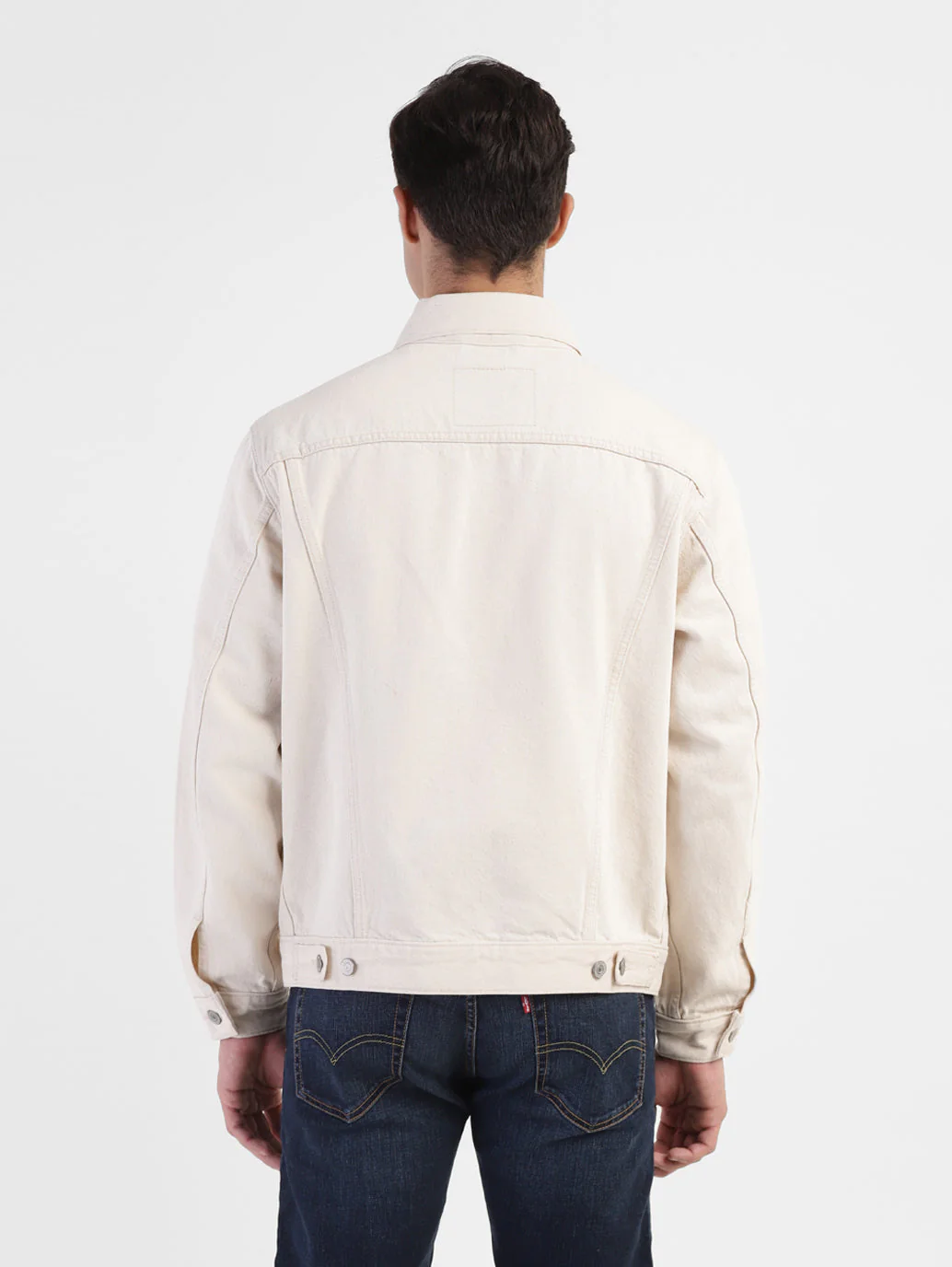 Men's Solid Spread Collar Denim Jacket - Image 3