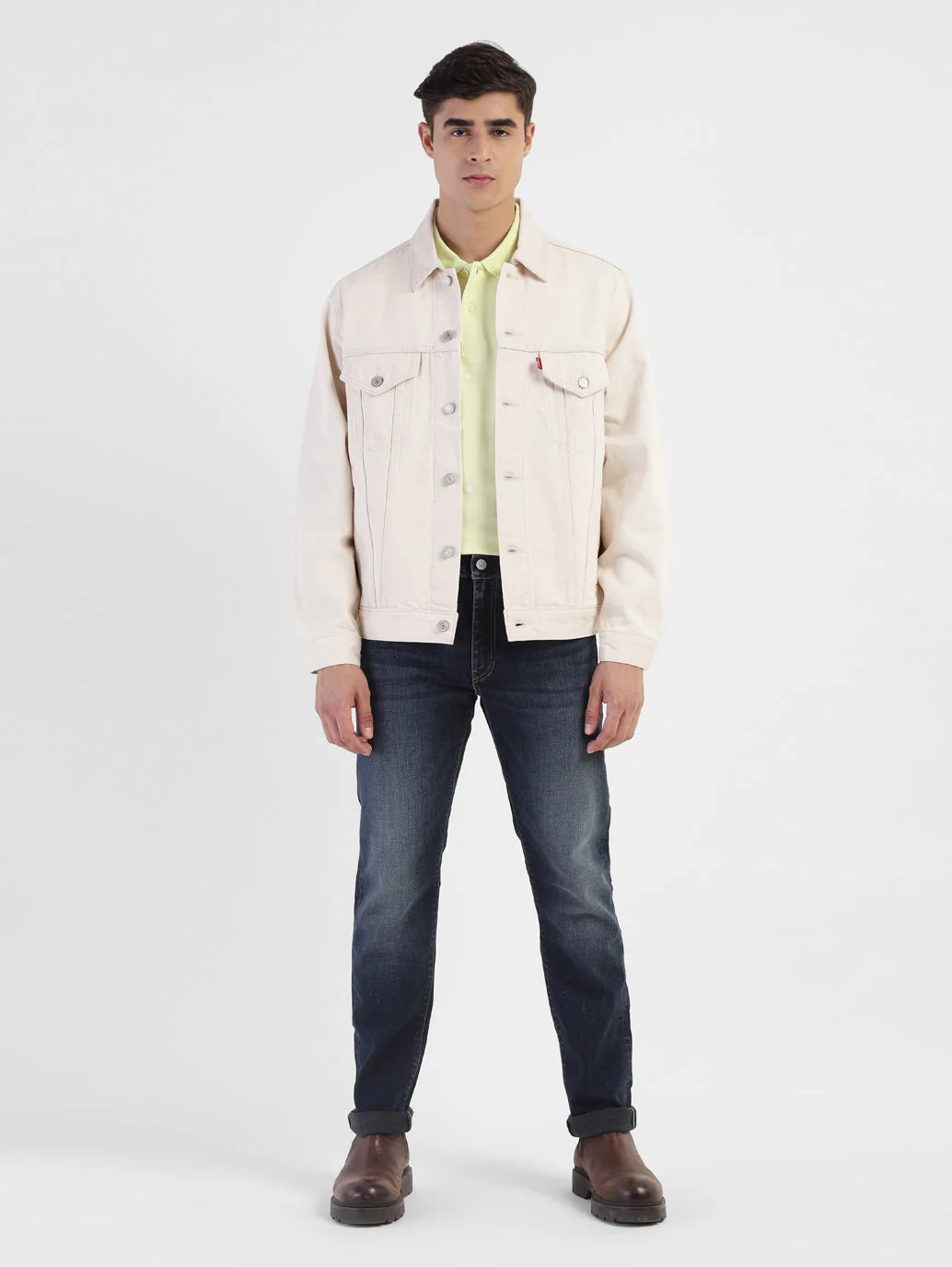 Men's Solid Spread Collar Denim Jacket - Image 5