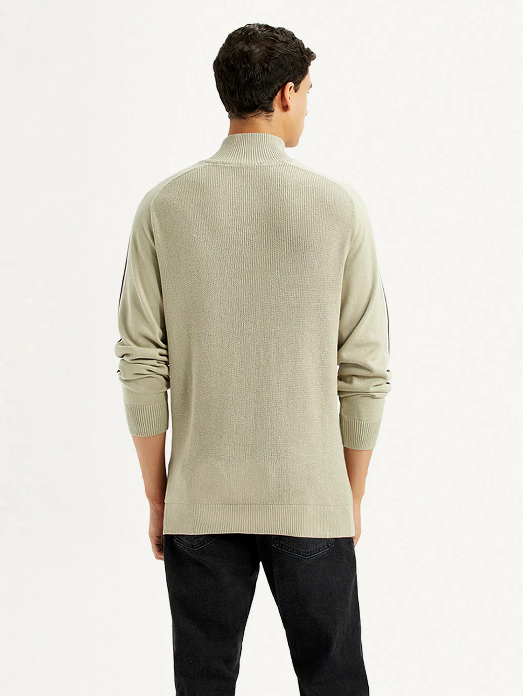 Men's Solid Beige Slim Fit Sweater - Image 3