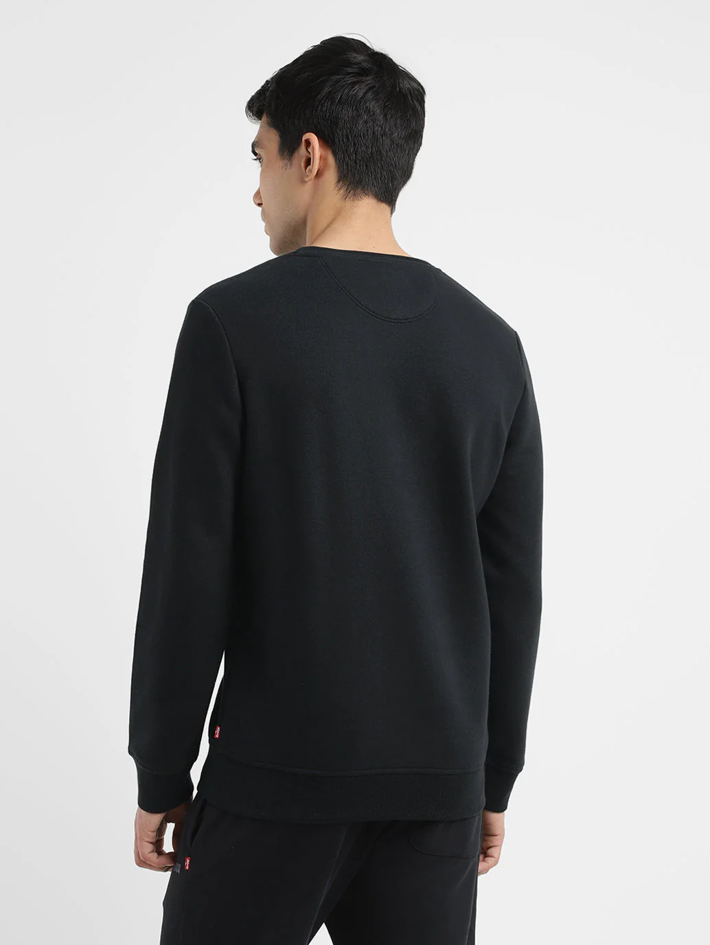 Men's Solid Black Crew Neck Sweatshirt - Image 3