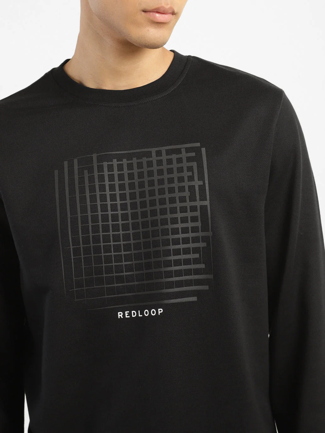Men's Solid Black Crew Neck Sweatshirt - Image 5