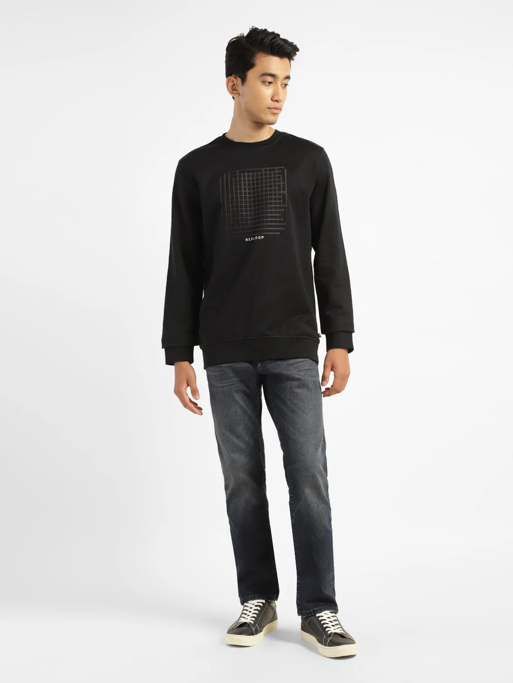 Men's Solid Black Crew Neck Sweatshirt - Image 6