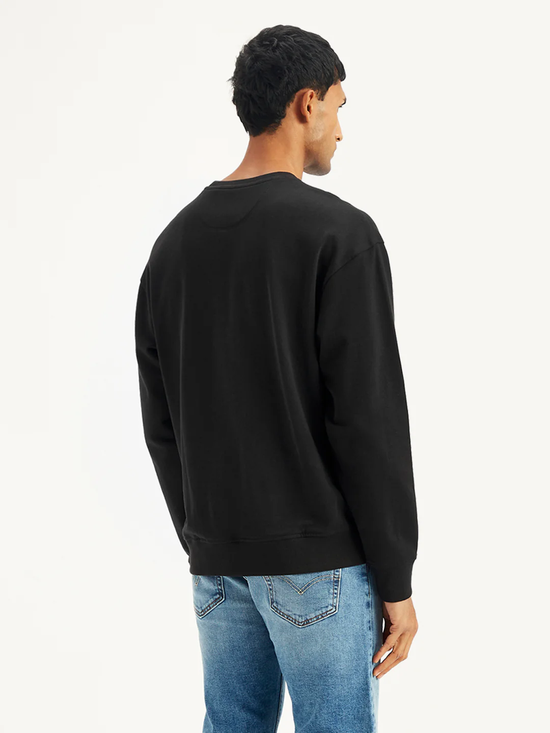 Men's Solid Black Crew Neck Sweatshirt - Image 4