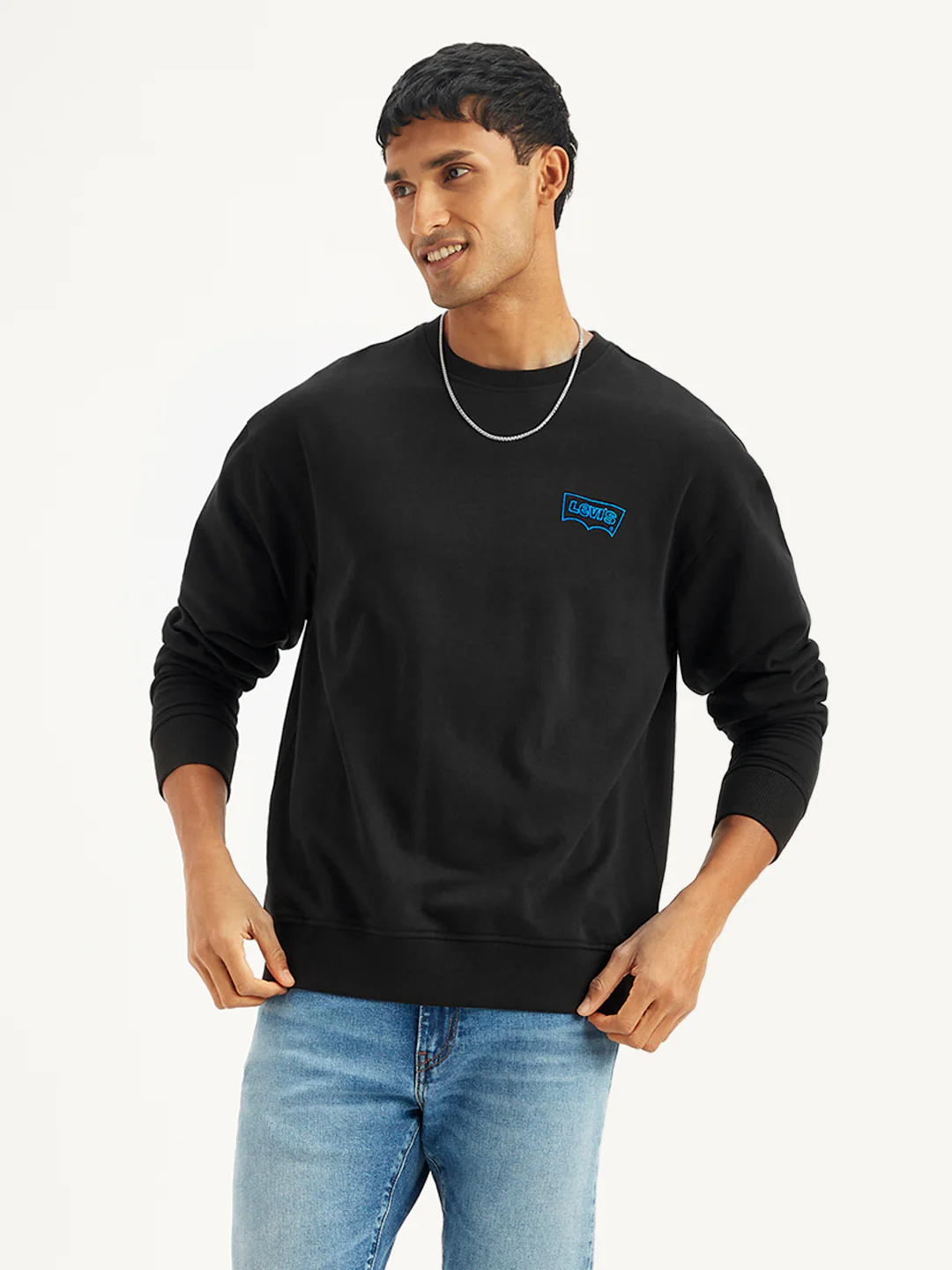 Men's Solid Black Crew Neck Sweatshirt - Image 5