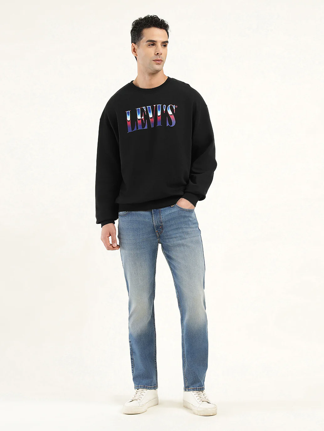 Men's Solid Black Crew Neck Sweatshirt - Image 6