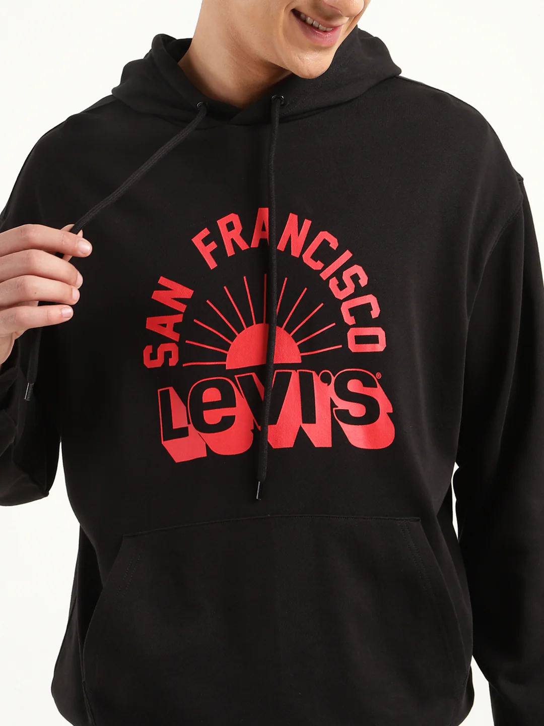 Men's Solid Black Hooded Sweatshirt - Image 4
