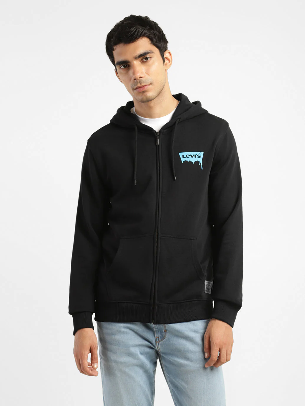 Men's Solid Black Hooded Sweatshirt - Image 2