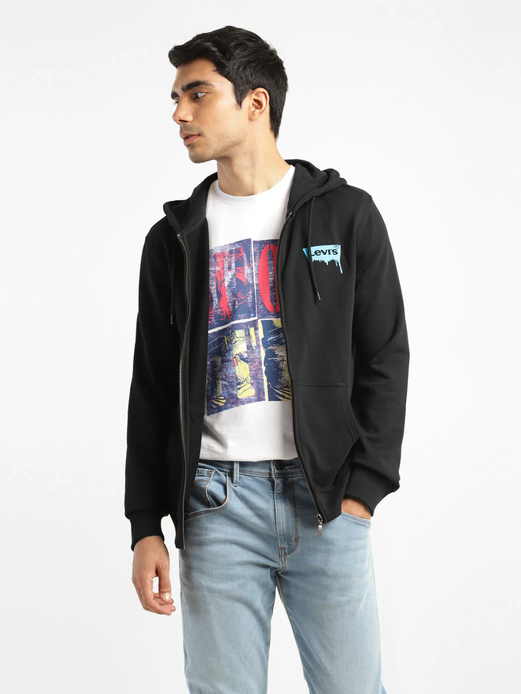 Men's Solid Black Hooded Sweatshirt - Image 6