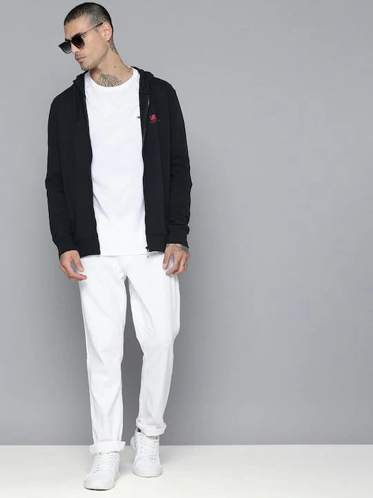 Men's Solid Black Hooded Sweatshirt - Image 11