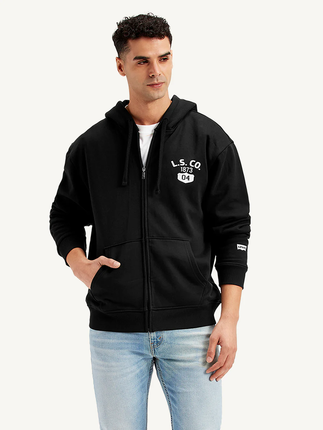 Men's Solid Black Hooded Sweatshirt - Image 2