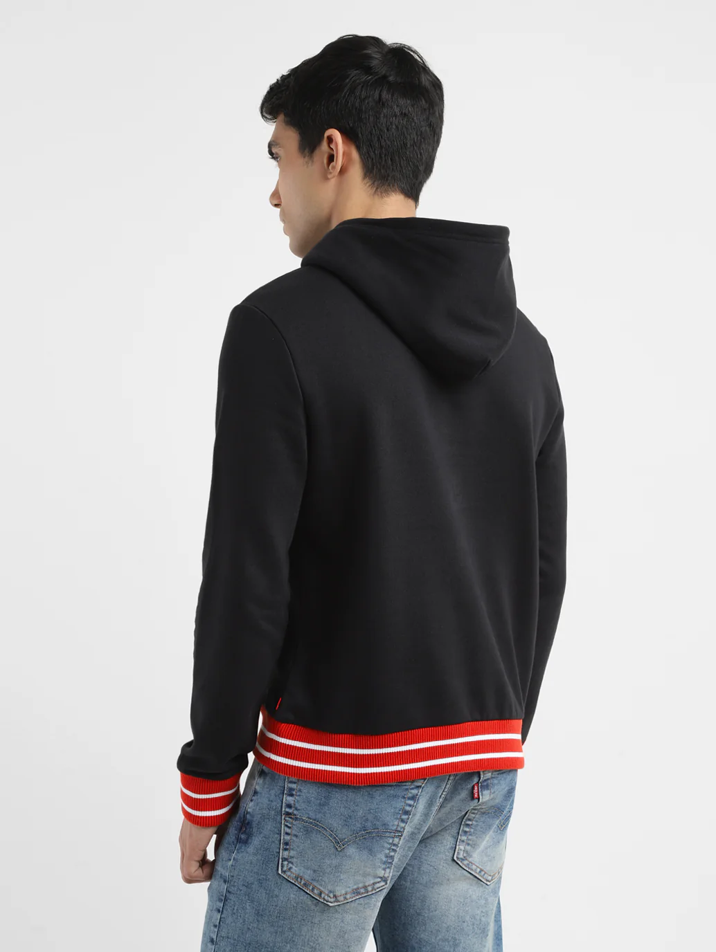 Men's Brand Logo Black Hooded Sweatshirt - Image 3