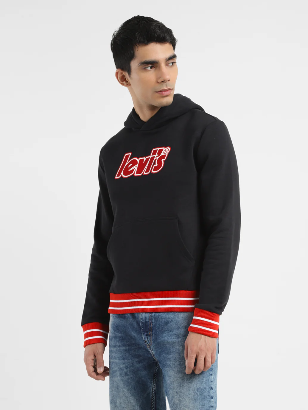 Men's Brand Logo Black Hooded Sweatshirt - Image 4