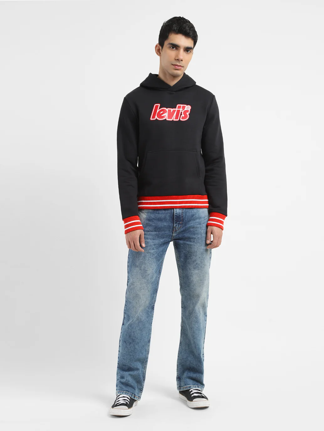 Men's Brand Logo Black Hooded Sweatshirt - Image 8