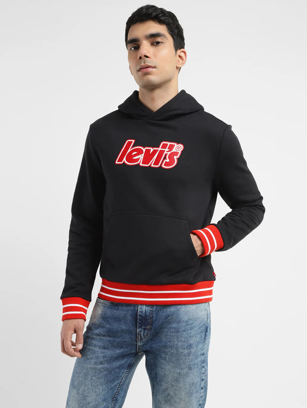 Men's Brand Logo Black Hooded Sweatshirt - Image 9