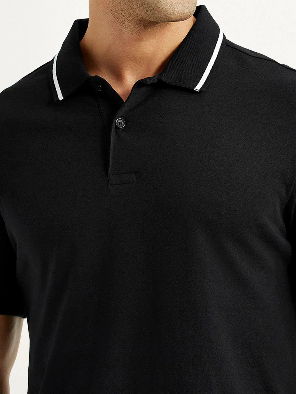 Men's Solid Black Polo T-Shirt - Image 4