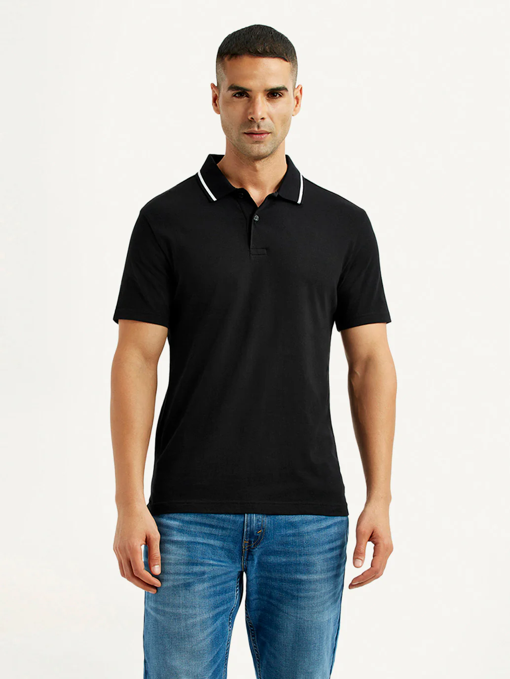 Men's Solid Black Polo T-Shirt - Image 5