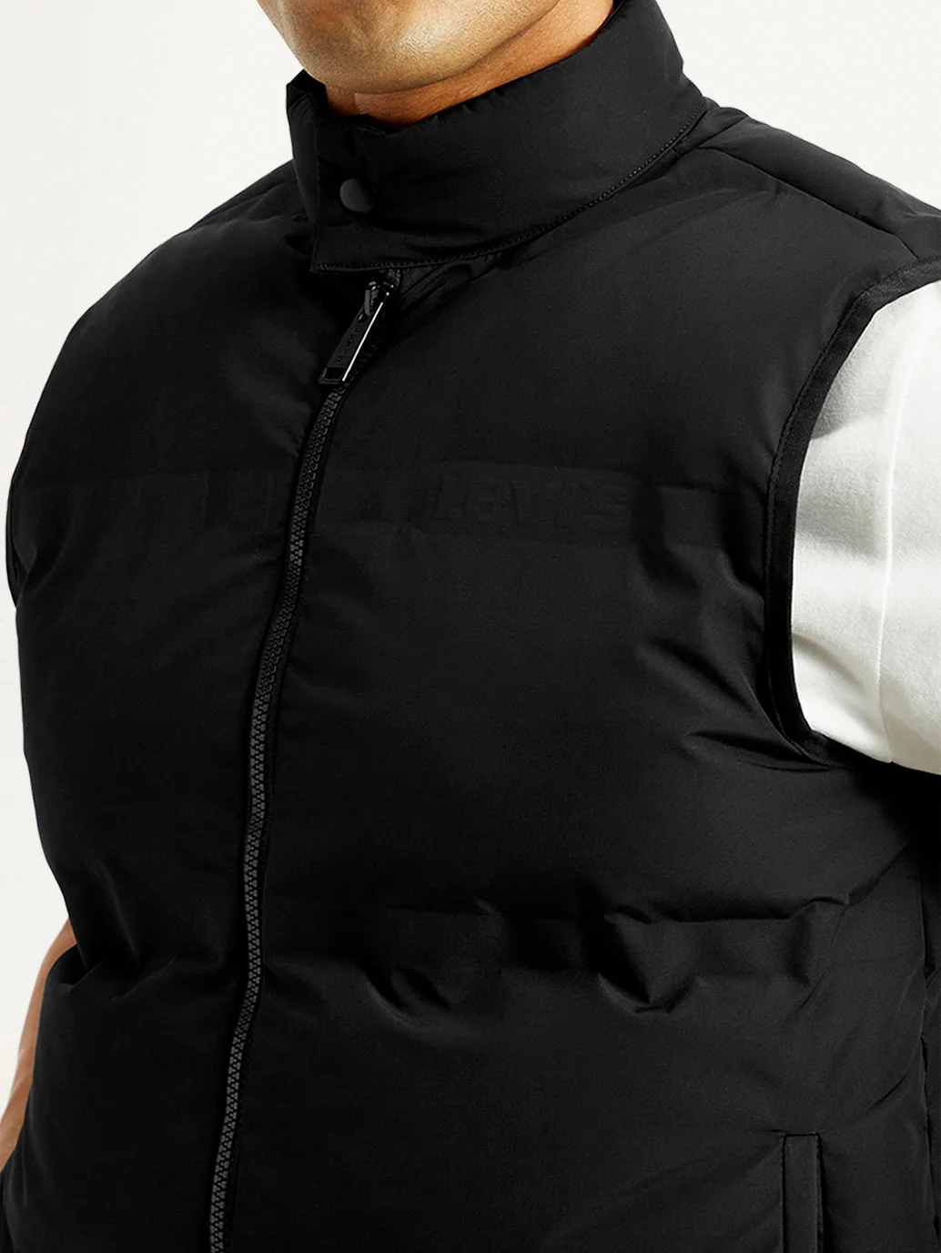 Men's Solid Black Puffer Jacket - Image 5